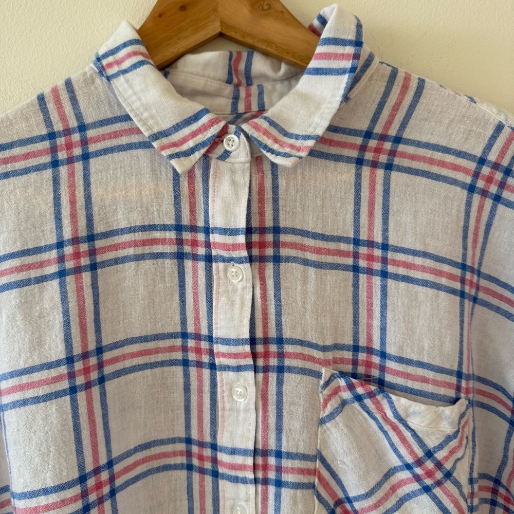 Rails Whitney Shirt Raspberry Azure White Size Large - Picture 2 of 9